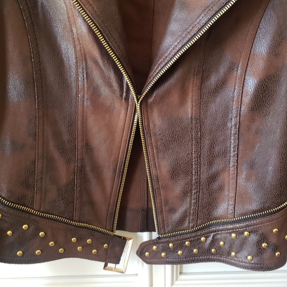 Lena Gabrielle Brown Moto Jacket - Picture 4 of 10